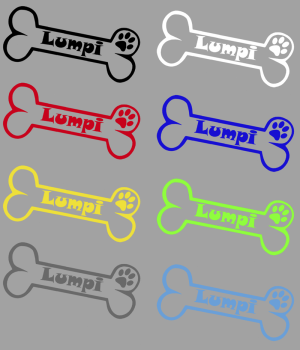 Aufkleber Knochen Wunschname